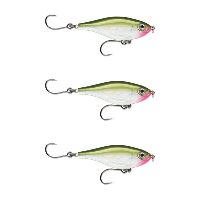 3x Rapala 8cm X Rap Twitchin' Mullet Slow Sink Glidebait Fish Lure -Olive Green