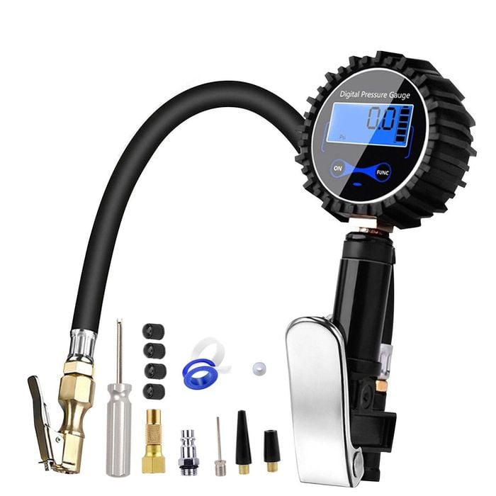 Provecta Led Digital Tyre Inflator Pressure Gauge 3-200 Psi With Hose For Car Motorcycle Bike