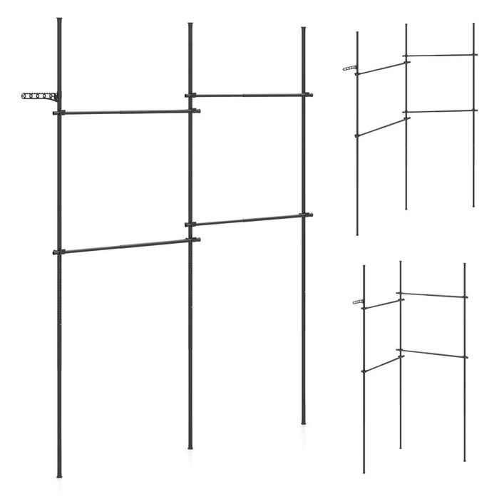 Costway 4 Hanging Rods Wardrobe Storage Clothes Rack-Black