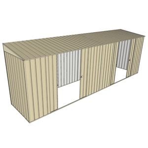 Build-A-Shed 1.2 x 6.0 x 2.0m Skillion Dual Double Sliding Side Doors Shed - Cream