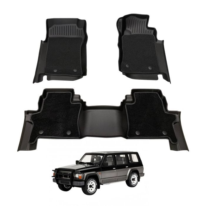 AUSGO Double-Layer Car Floor Mats for Nissan Patrol GQ Y60 1988-1997 All-Weather Floor Liners