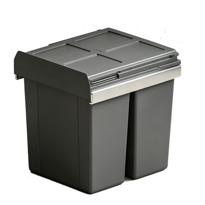 Kaboodle 2 x 31L Grey Side Mount Pullout Bins