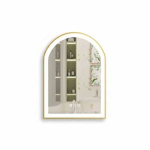 P&P Gold Oval LED Mirror Anti Fog Dimmable Luxury Bathroom Vanity Design