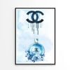 Luxury Blue Perfume with Flowers  Print 100% Australian Made 60x90cm  (Poster)