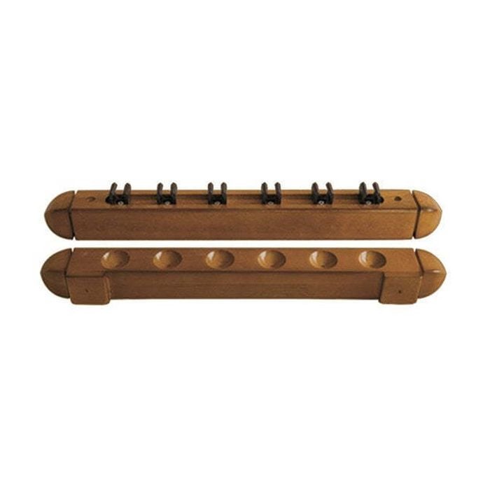 Formula Sports Billiard 6-Cues Clip 41cm Wall Mounted Rack Storage Holder Oak