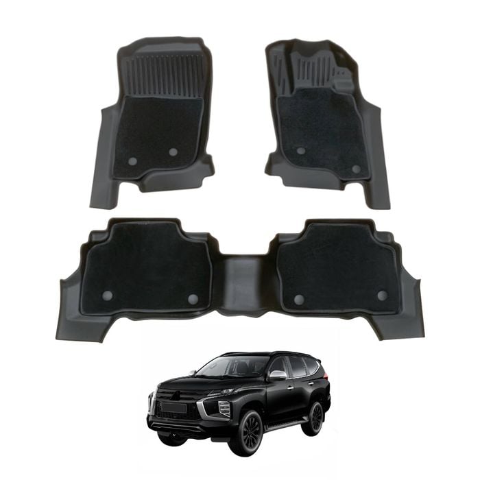 AUSGO Double-Layer Car Floor Mats for Mitsubishi Pajero Sport 2015-Onwards All-Weather Floor Liners