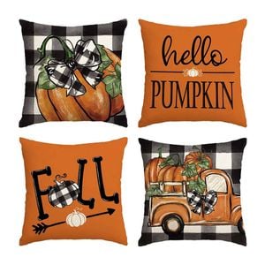Catzon 4 Pcs Linen Throw Pillow Covers Autumn for Home