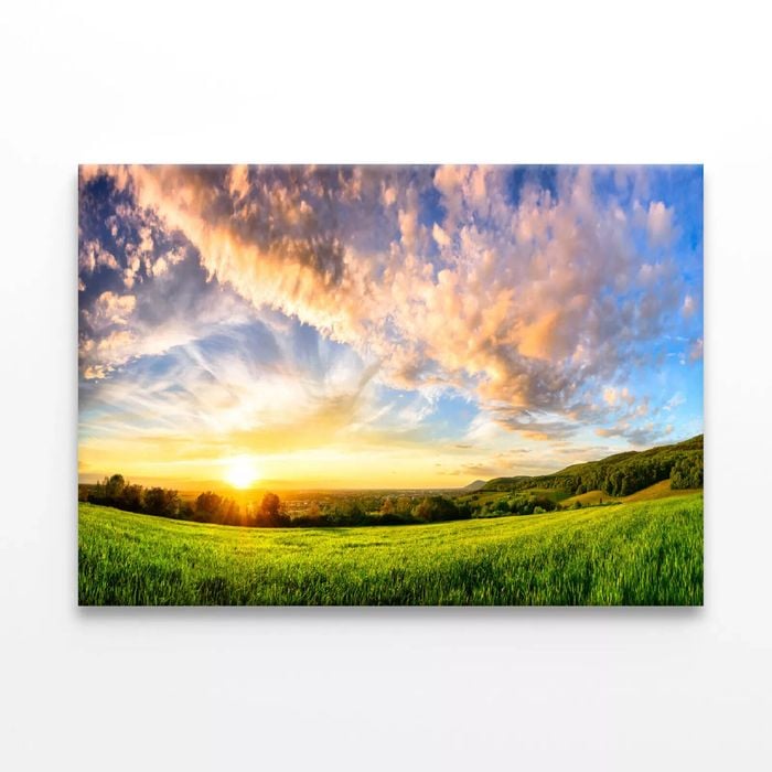 Sunset on a Green Meadow  Print 100% Australian Made 90 x 60cm  (Stretched)