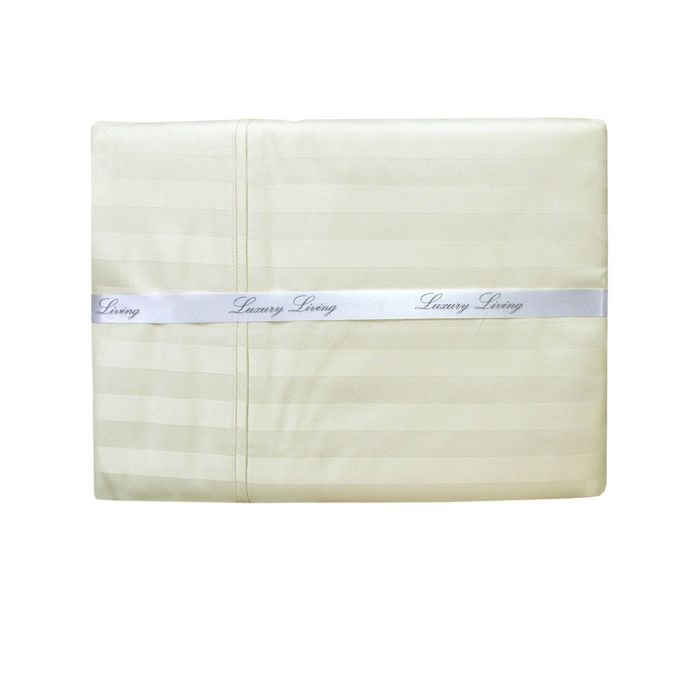 Bloomington 1000TC Luxury Living Ivory Self-striped Cotton Rich Sheet Set King