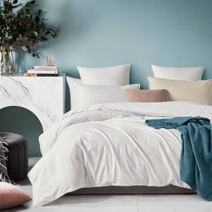 Gioia Casa 100% Cotton Vintage Washed Bed Quilt Cover Set - White - Single Size