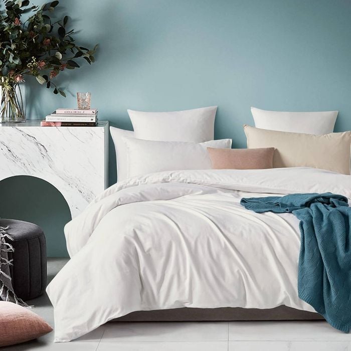Gioia Casa 100% Cotton Vintage Washed Bed Quilt Cover Set - White - Single Size