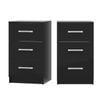 Ufurniture Set of 2 Bedside Table 3 Drawers Nightstand Bedroom Storage Cabinet 66cm Side Table Black