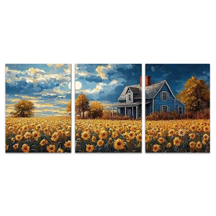 3pcs Van Gogh-Inspired Moonlit Haunted Print 100% Australian Made 3 x 40x60cm (Metal Print)