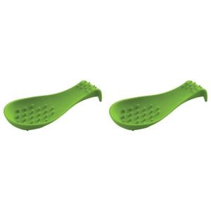 2PK Dexas Silicone Spoon Rest Cooking Utensil Holder - Green
