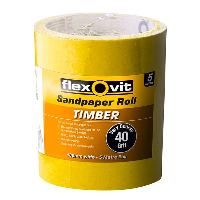 Flexovit Timber Sandpaper Roll 115mm x 5m - 40 Grit