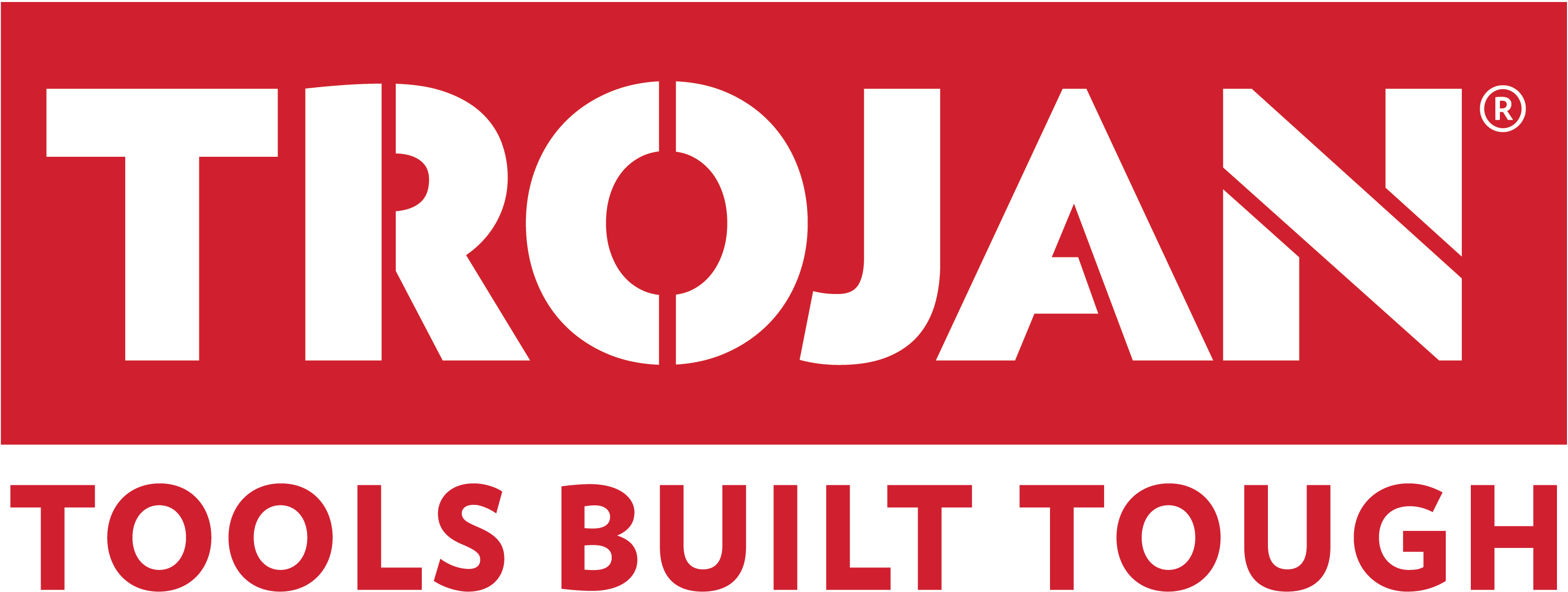 Trojan tools built tough logo in red