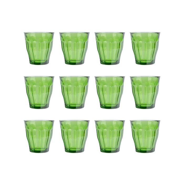 Picardie Glass Tumblers - 250ml - Jungle Green - Pack of 12