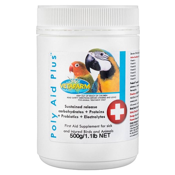 Vetafarm Poly-aid Plus Supplement For Sick Injured Birds & Animals 500g