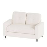 Advwin 2-Seater Sofa 132cm Love Seat Linen Fabric Small Loveseat Sofa Couch Beige