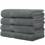 LINENOVA 4PCS Soft Cotton Bath Towel Set 68x137cm - Charcoal