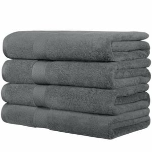 LINENOVA 4PCS Soft Cotton Bath Towel Set 68x137cm - Charcoal