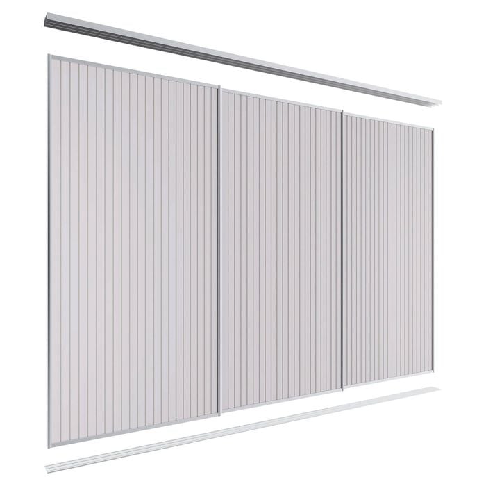 Lugna 2400 x 2701-3600mm Clear Anodised VJ Panels Wardrobe Triple Sliding Doors