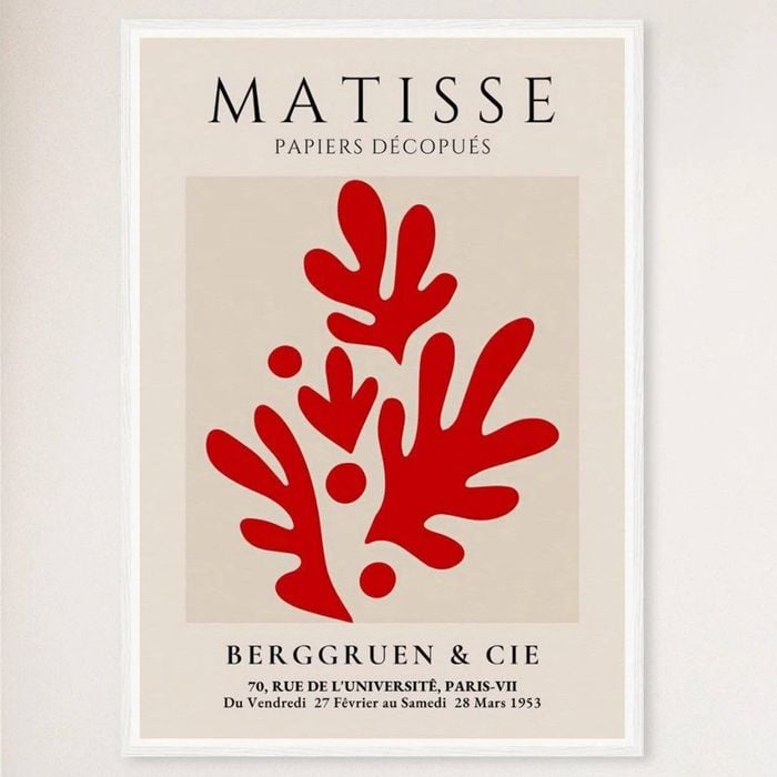 Galrie Henri Matisse Vintage Red Exhibition Print Collection at Berggruen & Cie, White Frame, A2 42 x 60cm (16 x 24inch)