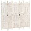 vidaXL Solid Mango Wood Hand carved 5-Panel Room Divider White 200cm Screen
