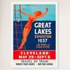 Galrie 1937 Cleveland Great Lakes Exposition Vintage Travel Poster Artwork, White Frame, A0 84 x 119cm (33 x 47inch)