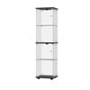 Oikiture Glass Display Cabinet 4-tier Led Light Bookcase Clear Showcase Black