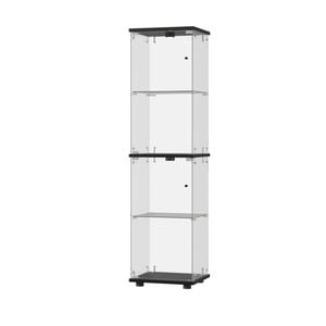 Oikiture Glass Display Cabinet 4-tier Led Light Bookcase Clear Showcase Black
