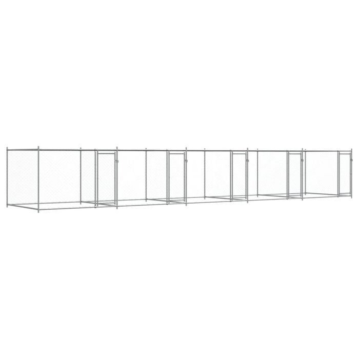 vidaXL Dog Cage with Doors Dog Kennel Crate Animal House Grey Galvanised Steel 10x2x1.5 m