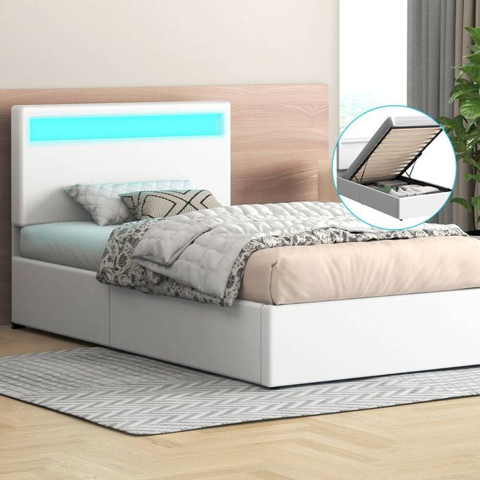 ALFORDSON Bed Frame RGB LED Gas Lift Single