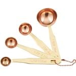 Academy Copper Plated Measurng Spoons With Brass Handles 4pcs Set Brass & Copper