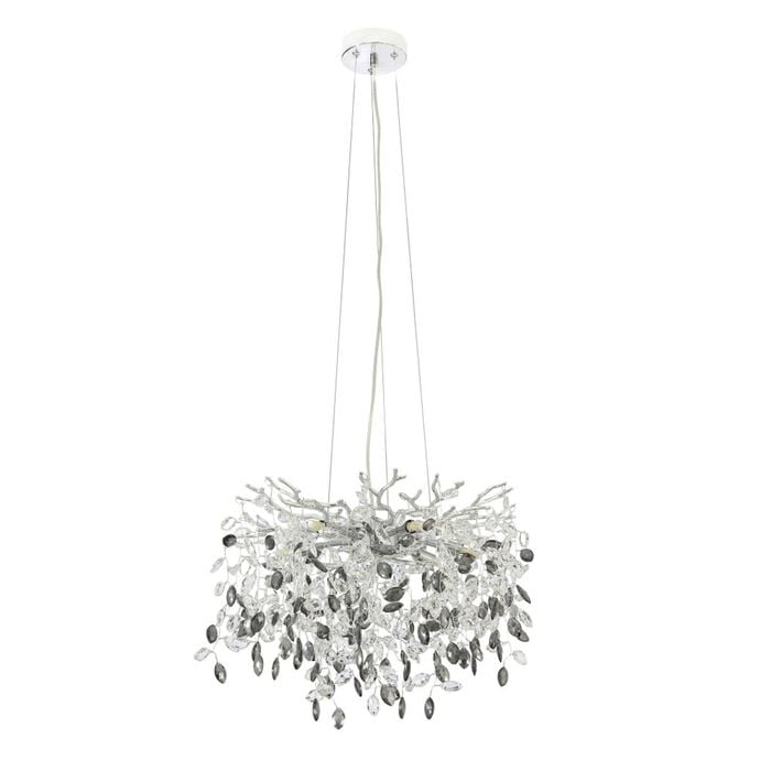 Telbix Molena Modern Pendant Hanging Lamp Light Aluminium Crystal Chrome Smoke Clear Gloss