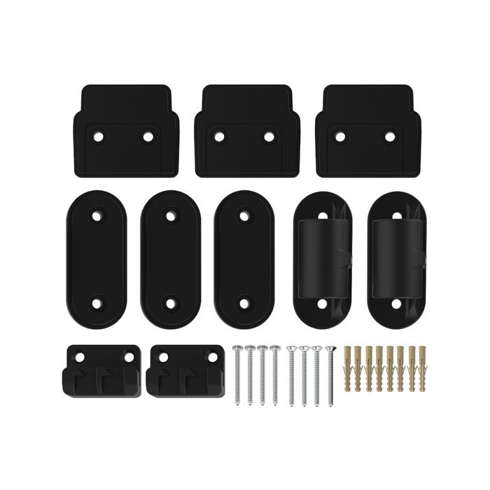 Perma Child Safety Black Extra Tall And Wide Retractable Baby Gate Wall Mounting Set