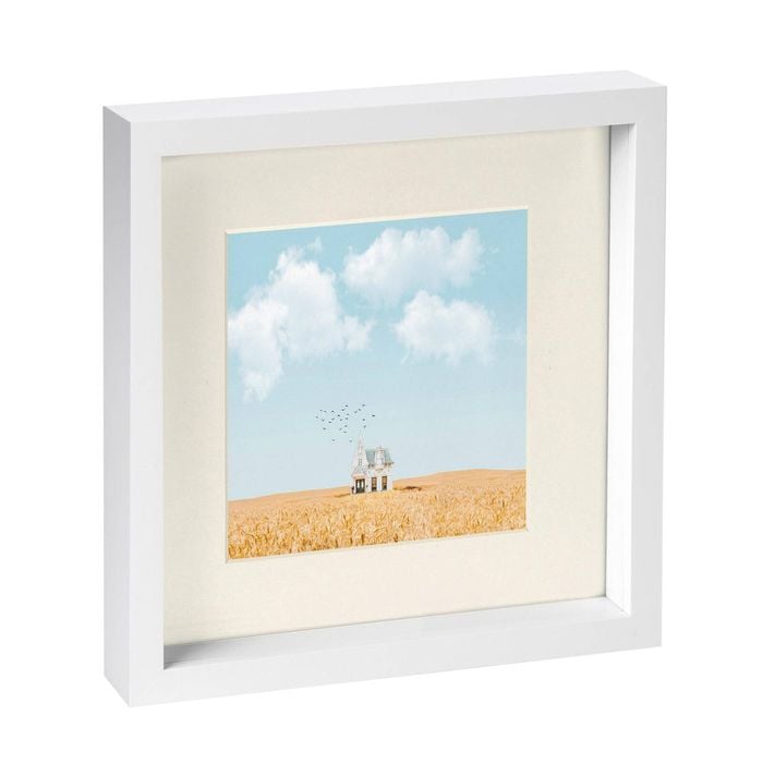 Nicola Spring 10" x 10" White 3D Box Photo Frame - 6" x 6" Mount