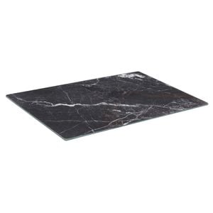 Glass Chopping Board - 30 x 20cm - Black Marble Effect - Kitchen Dining Place Mats Cutting Mat Worktop Saver for Food Prep