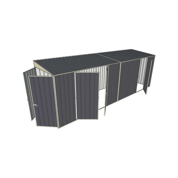 Build-a-Shed 1.5 x 6 x 2m Skillion Double and Single Hinged Side Doors Shed - Grey