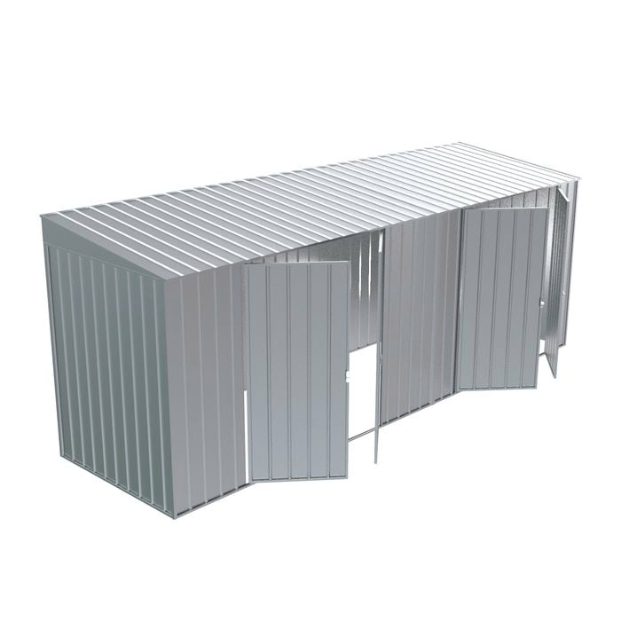 Build-a-Shed 1.5 x 5.2 x 2.0m Zinc Skillion Double Plus Double Hinged Side Doors Shed