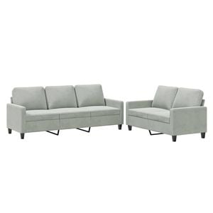 vidaXL Sofa Set with Cushions 2-Seater Sofa Couch 2 Piece Light Grey Velvet