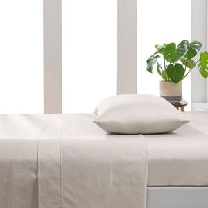 Essn 500tc Cotton Sateen Flat Sheet Stone -queen Bed