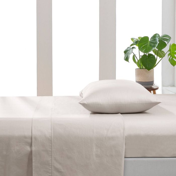 Essn 500tc Cotton Sateen Flat Sheet Stone -queen Bed