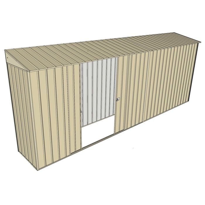 Build-a-Shed 0.8 x 5.2 x 2m Skillion Shed with Double Sliding Side Doors - Cream