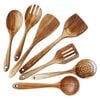 Catzon 7 Pcs Natural Teak Spatula for Cooking Healthy Nonstick Kitchen Utensils