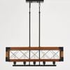 LumenSphere Javier 5-Light Retro Wood Pendant - Black Finish, Natural Wood Accents, E27 Base