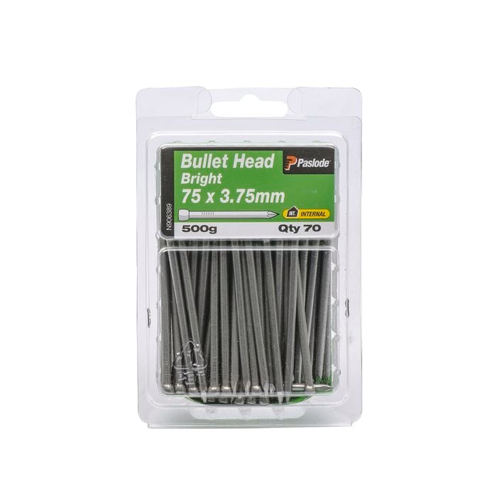 Paslode 75 x 3.75mm 500g Bright Steel Bullet Head Nails - 70 Pack