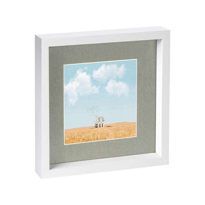 Nicola Spring 10" x 10" White 3D Box Photo Frame - 6" x 6" Mount