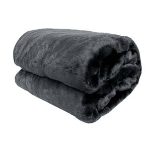 Radisson Harper Charcoal Luxury Faux Fur Throw Rug 127 x 152 cm