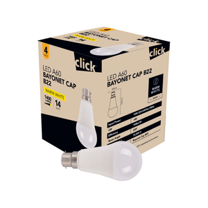Click A60 BC LED 1400lm Warm White 14W Globe - 4 Pack